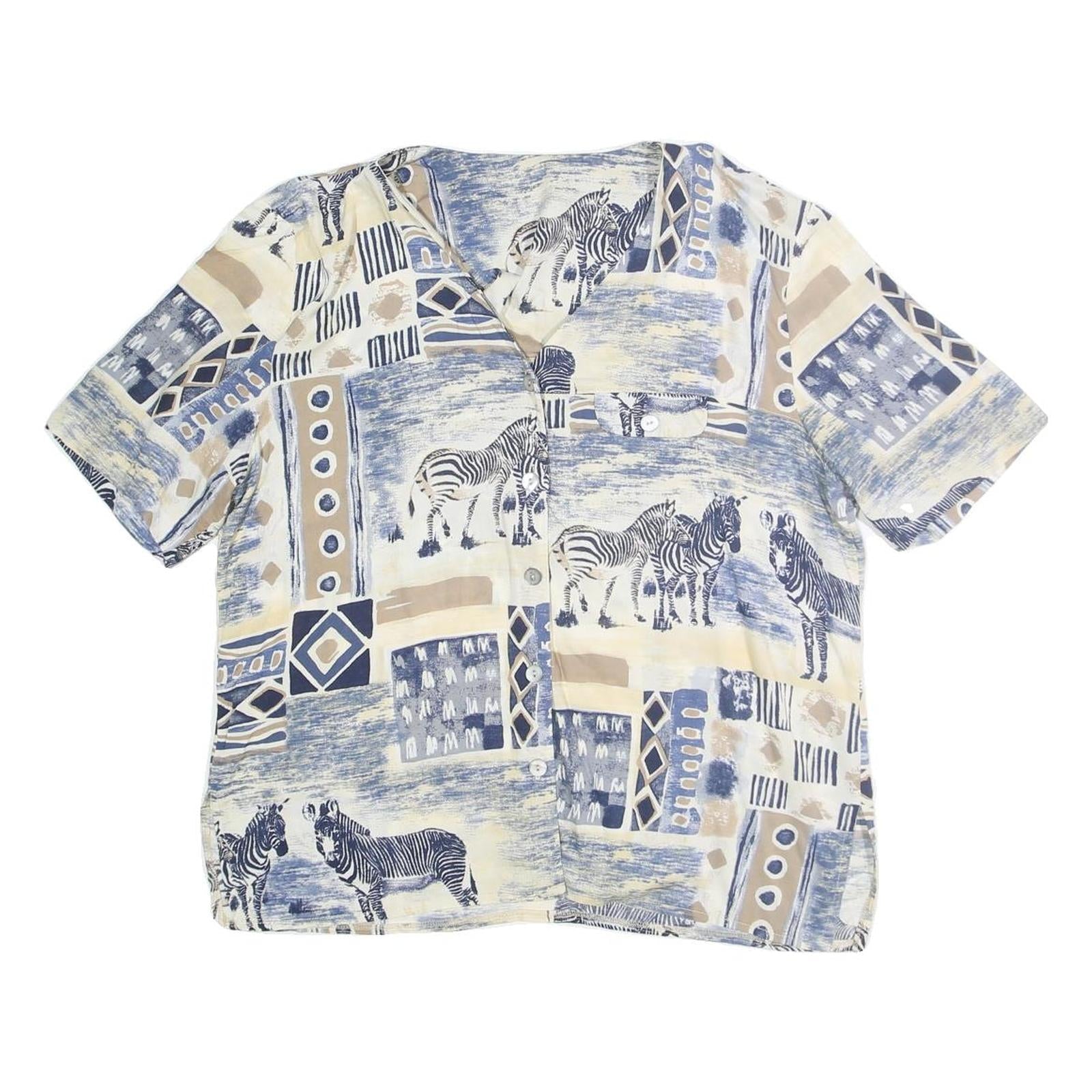 Buy SEASUNS Womens Blue & Beige Printed Top Short Sleeve V-Neck L Cotton Blend Refurbished - $18.19 SEASUNS Womens Blue & Beige Printed Top Short Sleeve V-Neck L Cotton Blend Refurbished - N/A refurbished available on Cerqular
