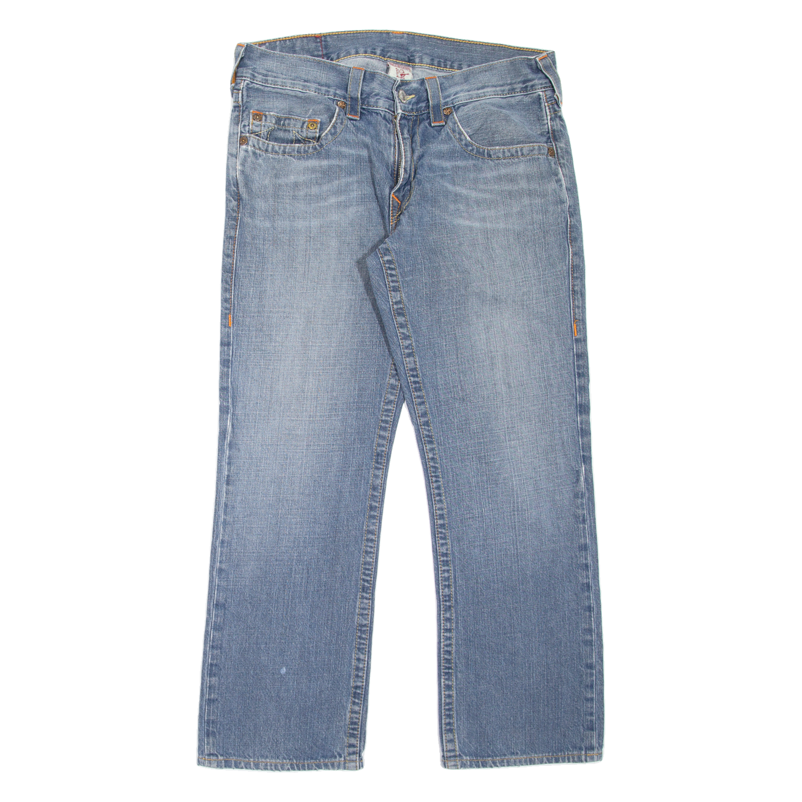 TRUE RELIGION Bobby Mens Jeans Blue Regular Straight Stone Wash W33 L28 Refurbished - N/A refurbished available on Cerqular