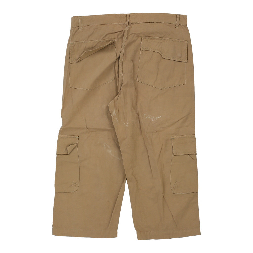 Green Leaves Cargo Shorts - 36W 23L Beige Cotton Refurbished - Thrifted (note: this is a term often used to describe second- refurbished available on Cerqular