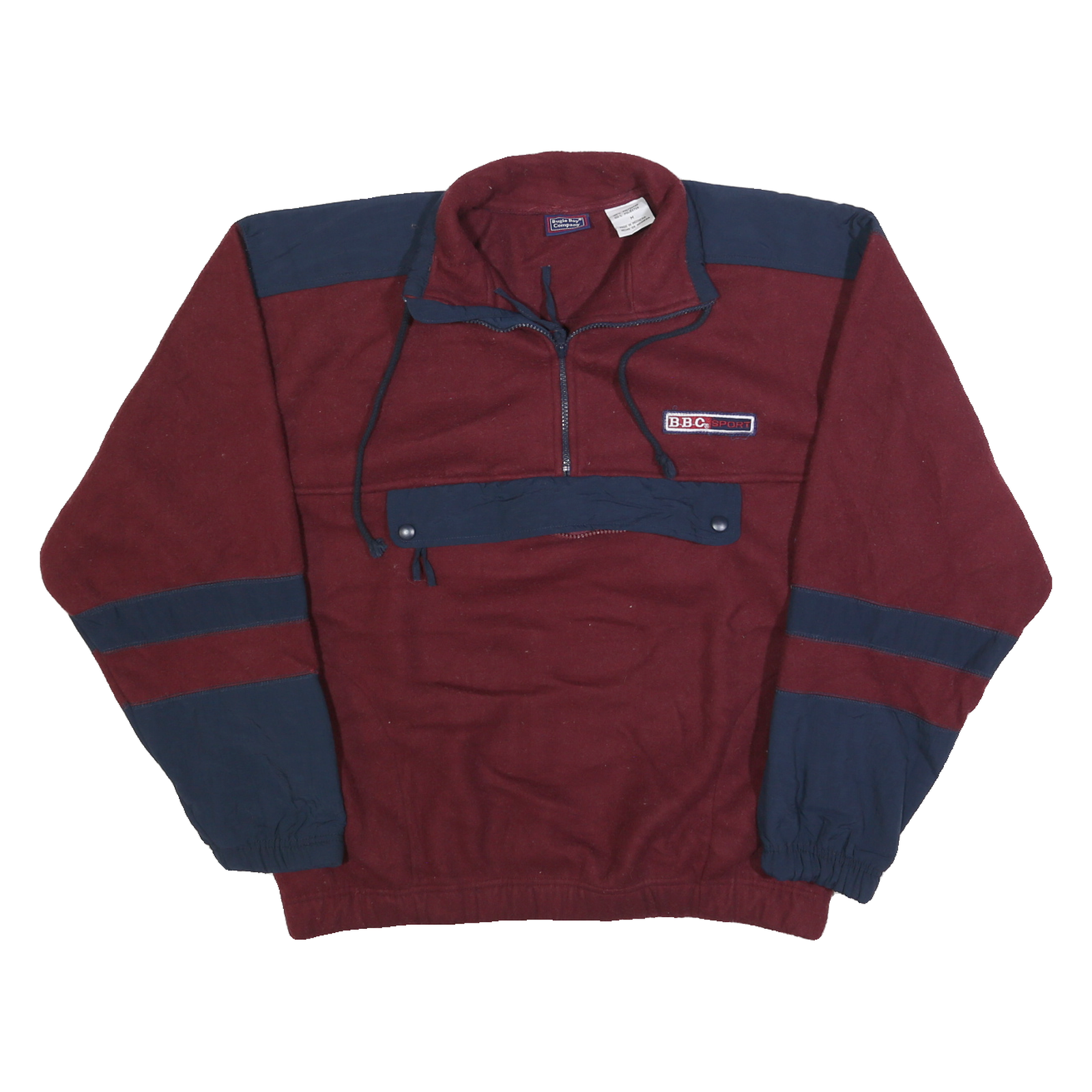 BUGLE BOY Mens Maroon & Navy Pullover Patterned Half Zip Jumper M BBC Sport Logo Refurbished - N/A refurbished available on Cerqular