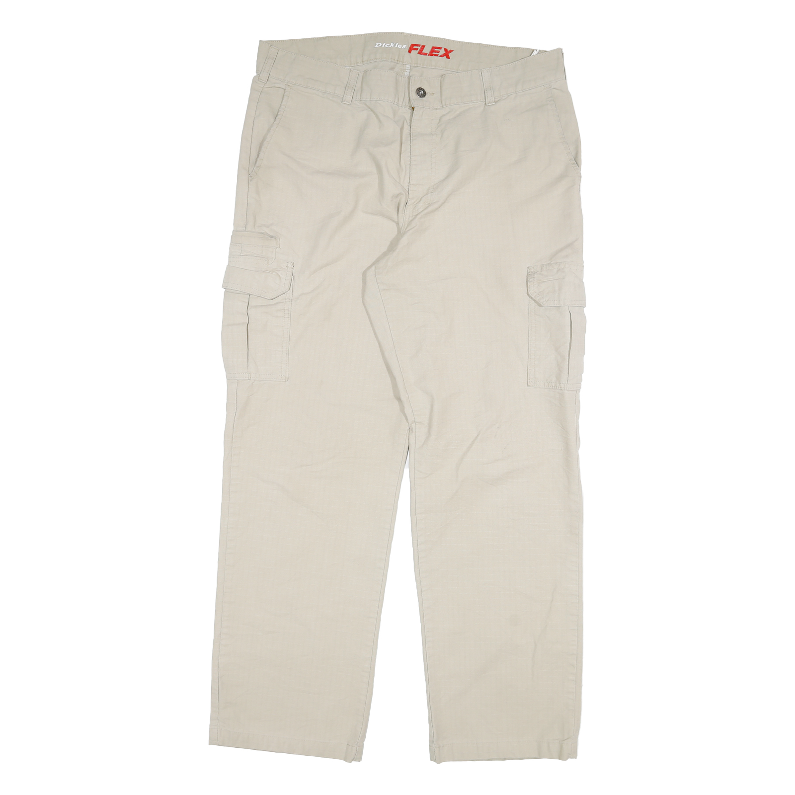 DICKIES Mens Regular Fit Beige Cargo Trousers W38 L34 Cotton Blend Zip Pockets Refurbished - N/A refurbished available on Cerqular