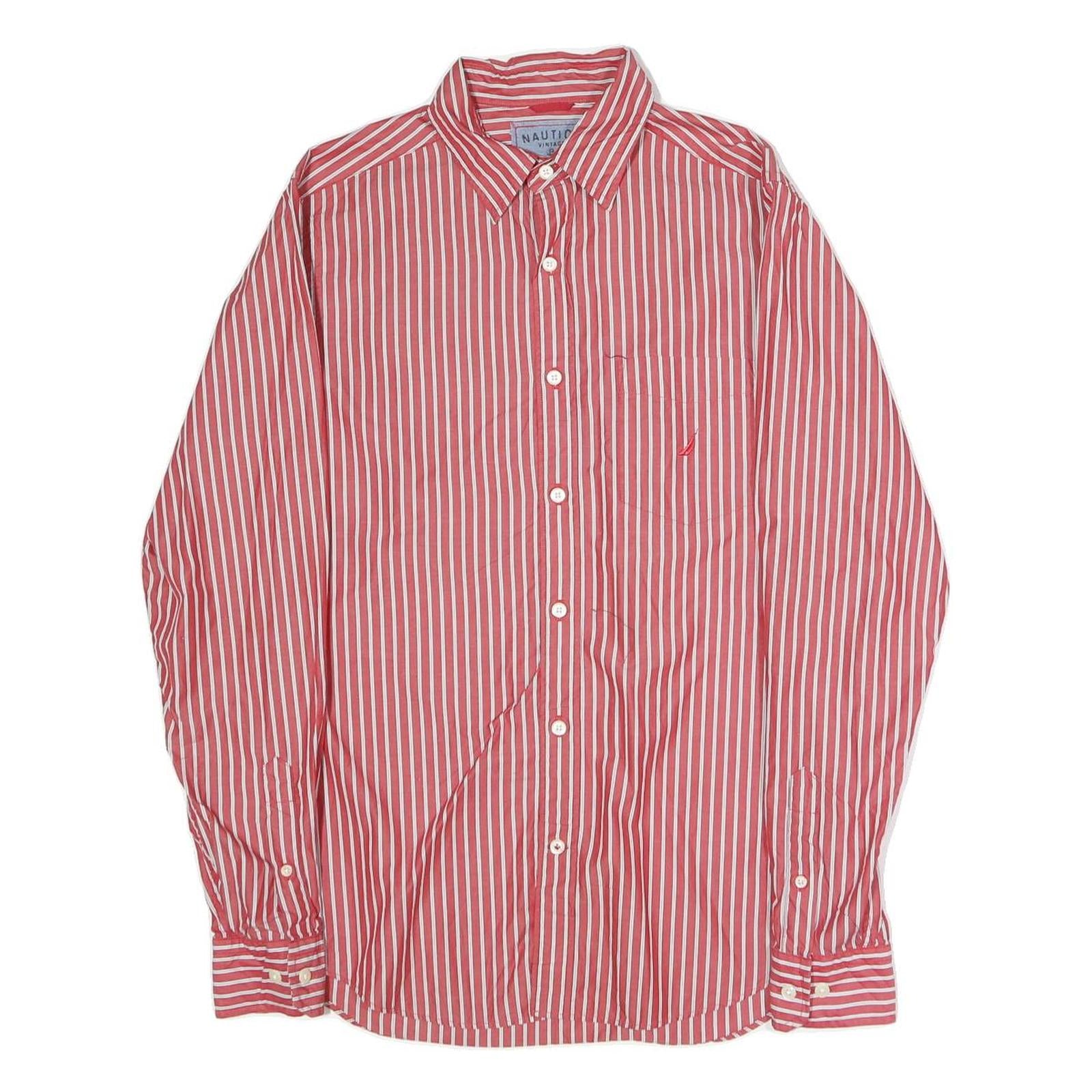 NAUTICA Mens Red & White Stripe Cotton Blend Shirt S Classic Fit Long Sleeve Refurbished - N/A refurbished available on Cerqular