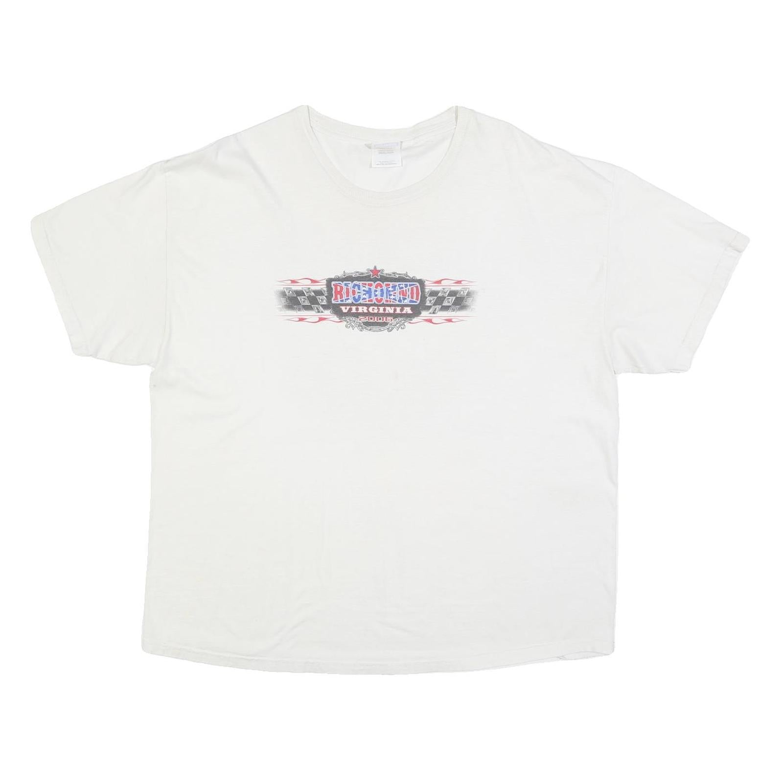 HANES Mens White Virginia Racing Graphic T-Shirt 2XL Short Sleeve Crew Neck Refurbished - N/A refurbished available on Cerqular