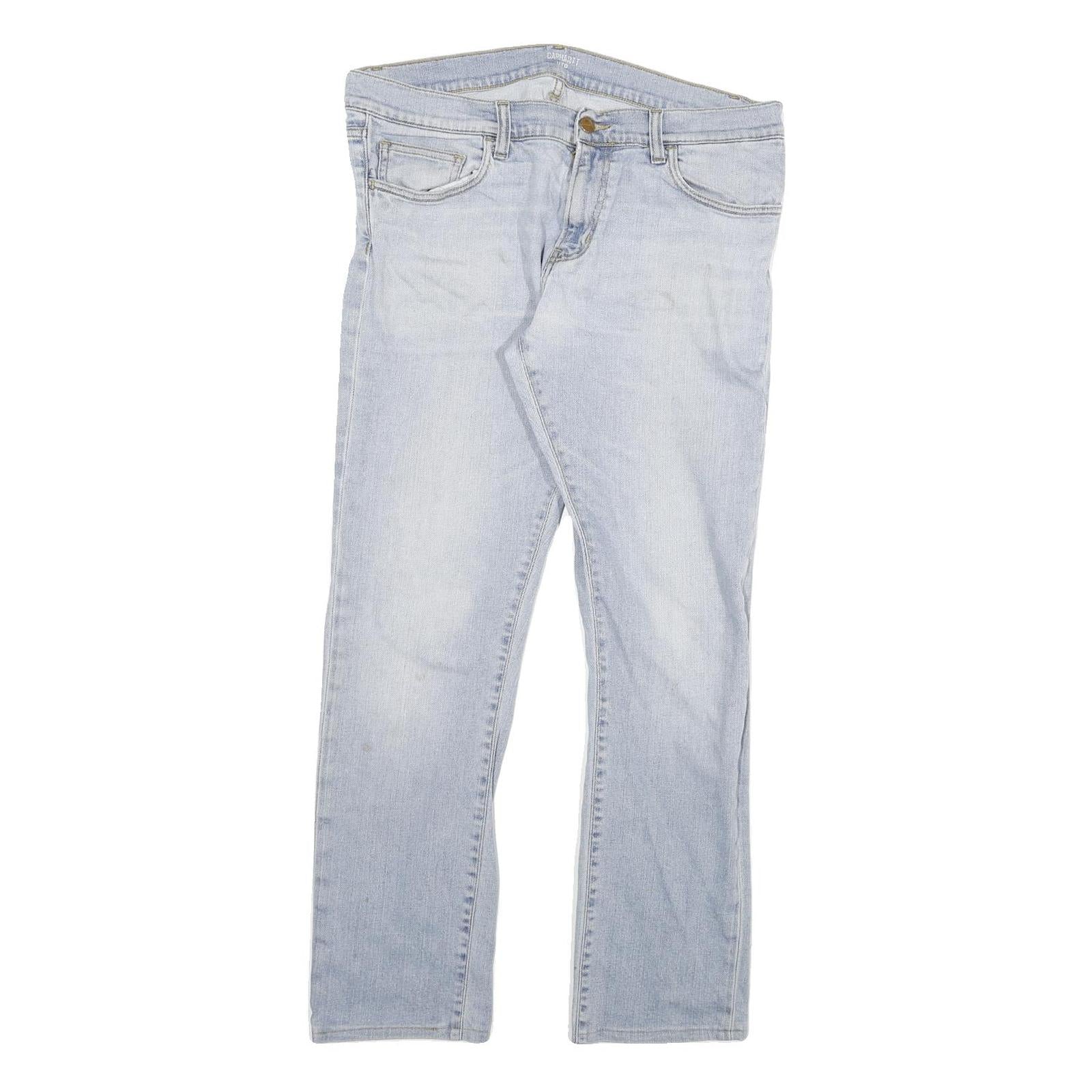 CARHARTT Mens Slim Light Blue Denim Jeans W34 L29 Casual Cotton Blend Zip Refurbished - N/A refurbished available on Cerqular