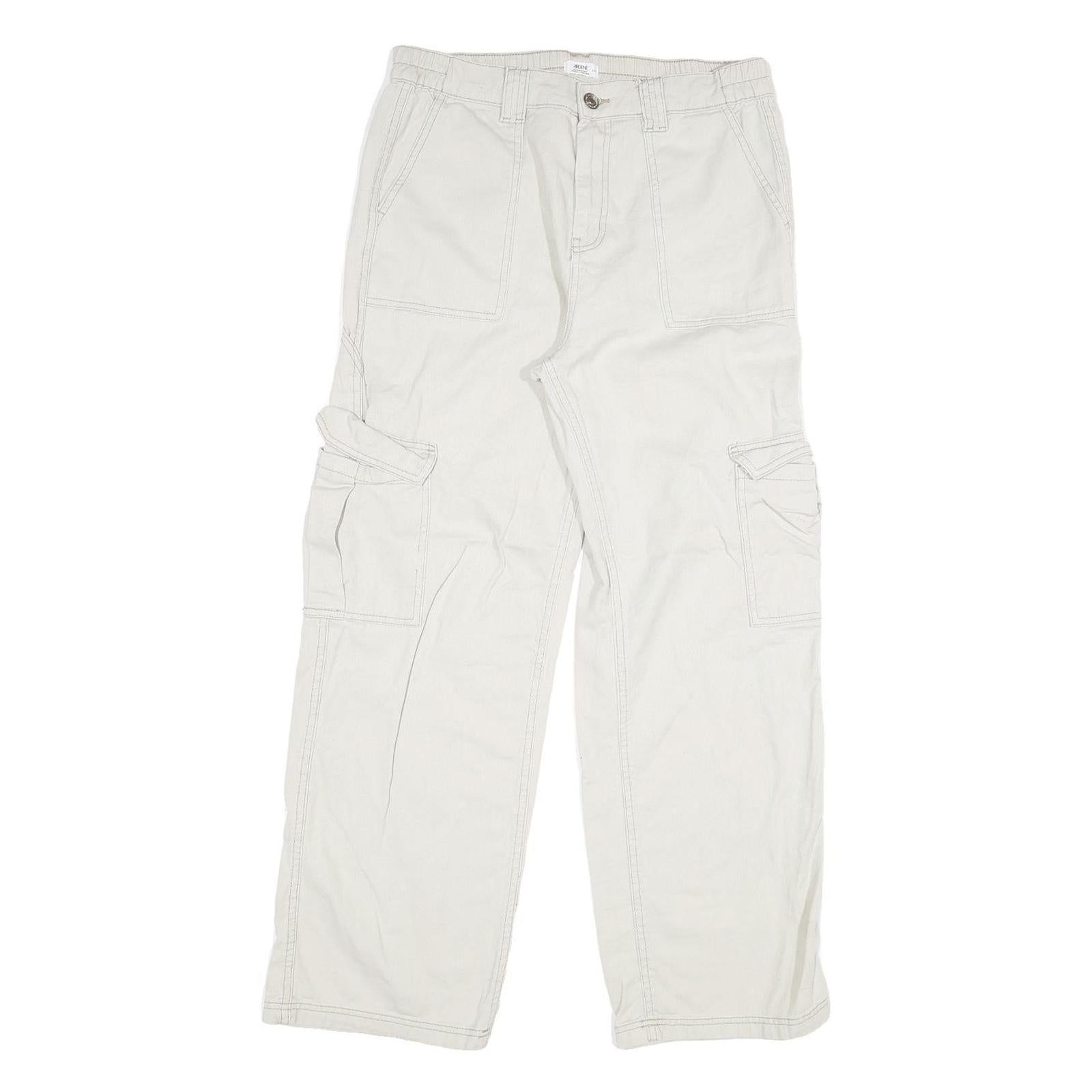 Womens White Regular Cotton Straight Fit Jeans W31 L29 Cargo Pocket Casual Refurbished - N/A refurbished available on Cerqular