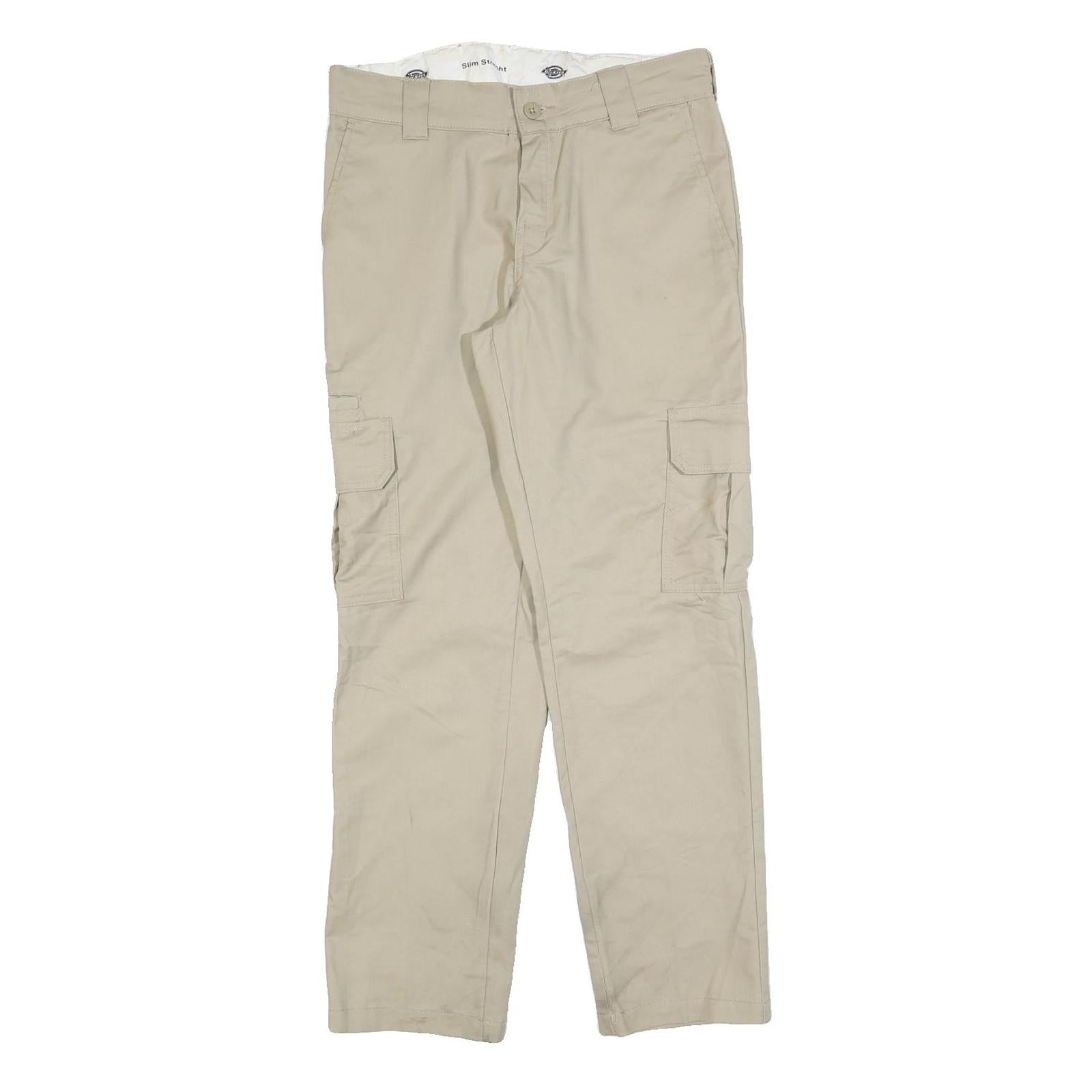 DICKIES Mens Slim Beige Cargo Trousers W30 L30 Cotton Blend Zip Pockets Refurbished - N/A refurbished available on Cerqular
