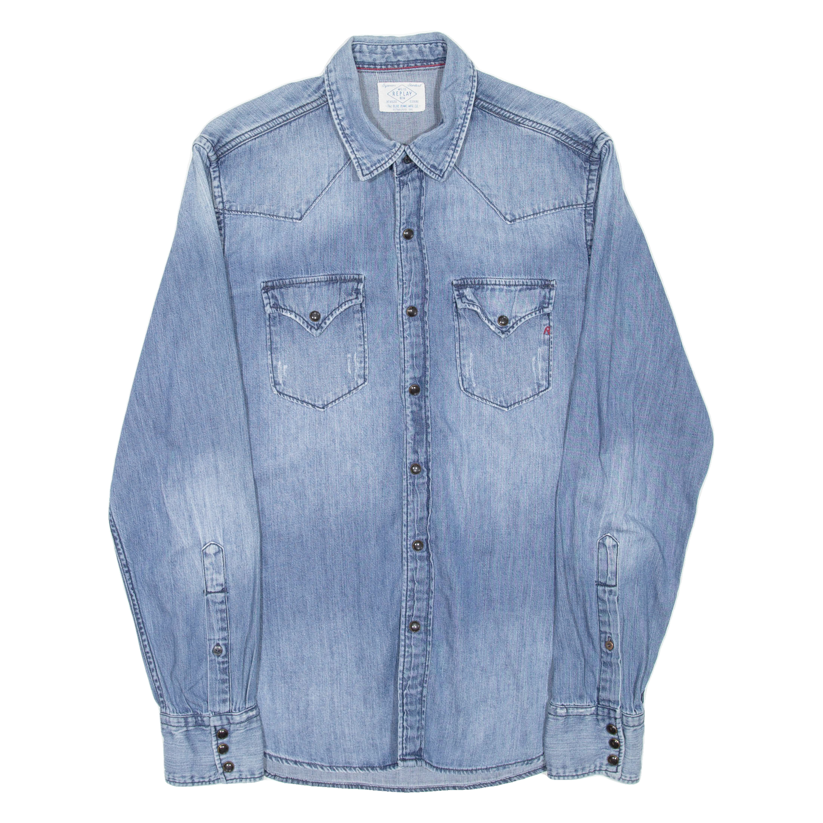 REPLAY Mens Denim Shirt Blue 90s Long Sleeve S Refurbished - N/A refurbished available on Cerqular