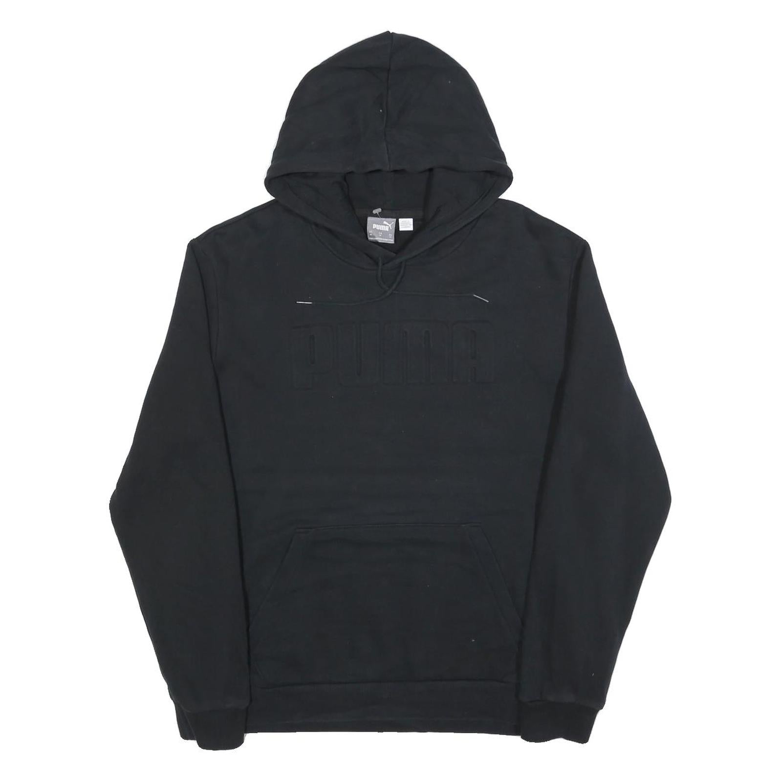 PUMA Mens Black Cotton Blend Pullover Hoodie M Minimal Logo Casual Wear Refurbished - N/A refurbished available on Cerqular