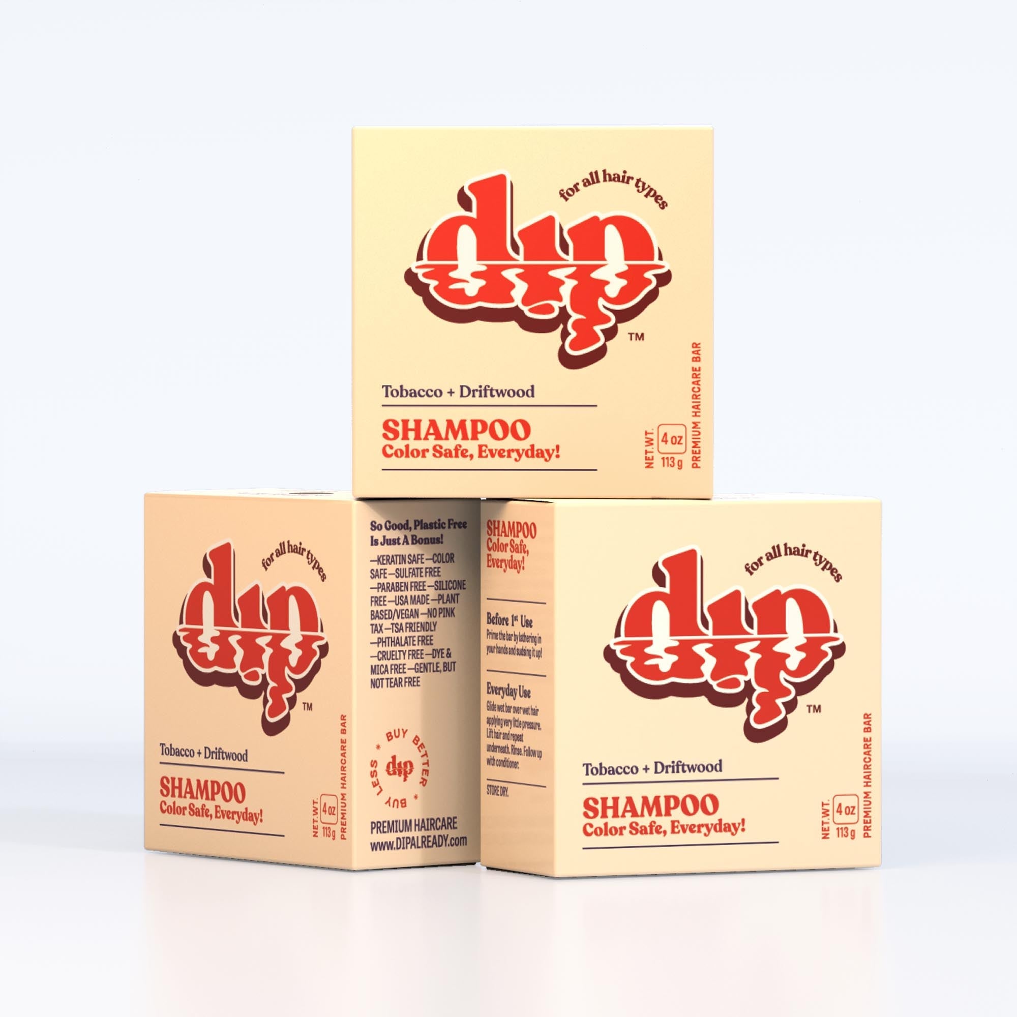Dip Shampoo Triplet: Tobacco & Driftwood - Full Size Refurbished - Dip Sustainable Hair Care refurbished available on Cerqular