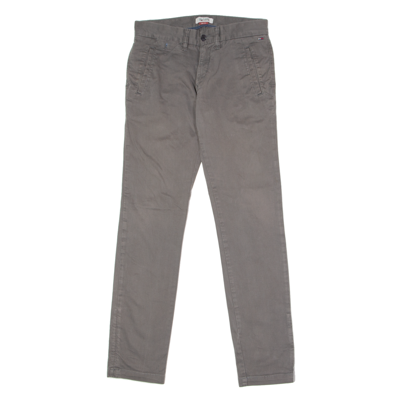 TOMMY HILFIGER Chino Mens Twill Trousers Grey Slim Tapered W28 L32 Refurbished - N/A refurbished available on Cerqular