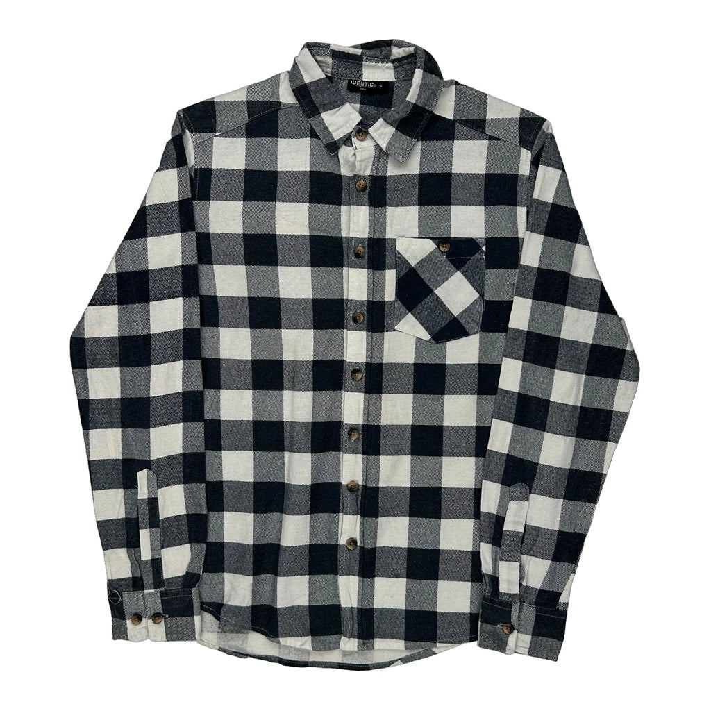 Identic Checked Flannel Shirt - Small Black & White Cotton Refurbished - Thrifted (note: this is a term often used to describe second- refurbished available on Cerqular