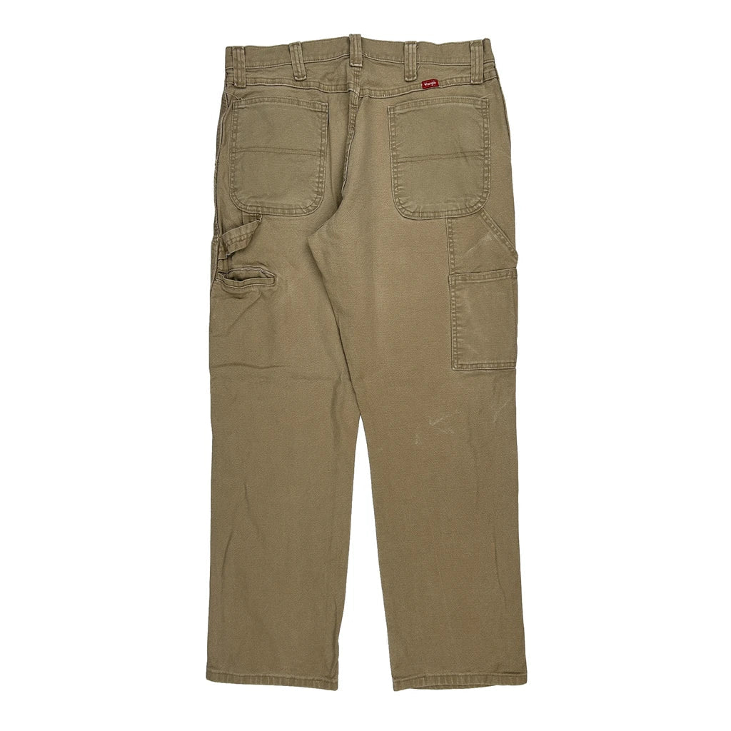 Wrangler Carpenter Trousers - 34W 32L Khaki Cotton Refurbished - Thrifted (note: this is a term often used to describe second- refurbished available on Cerqular