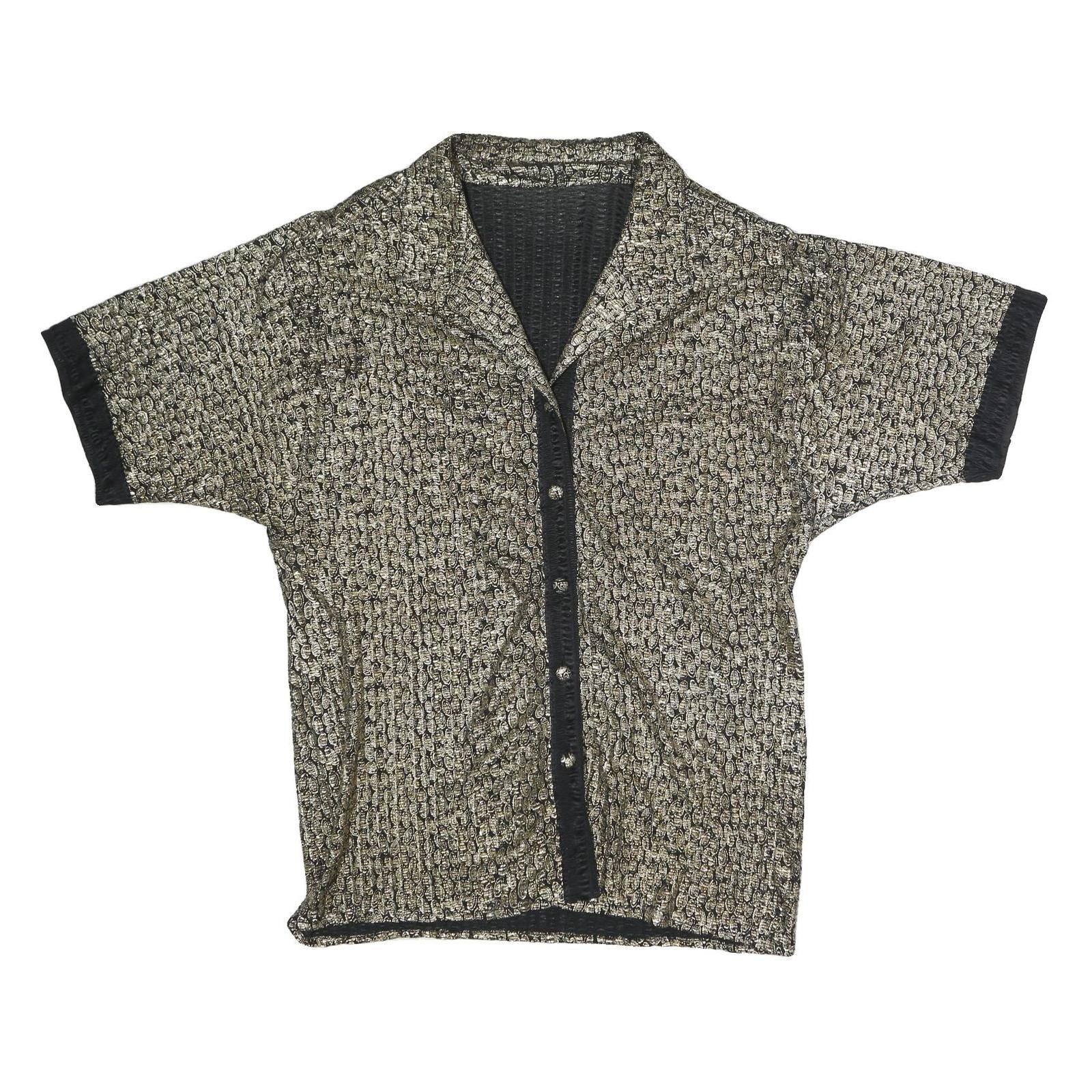 Buy Womens Black Beige Patterned Basic Shirt Short Sleeve Collared L Button Up Refurbished - $18.19 Womens Black Beige Patterned Basic Shirt Short Sleeve Collared L Button Up Refurbished - N/A refurbished available on Cerqular