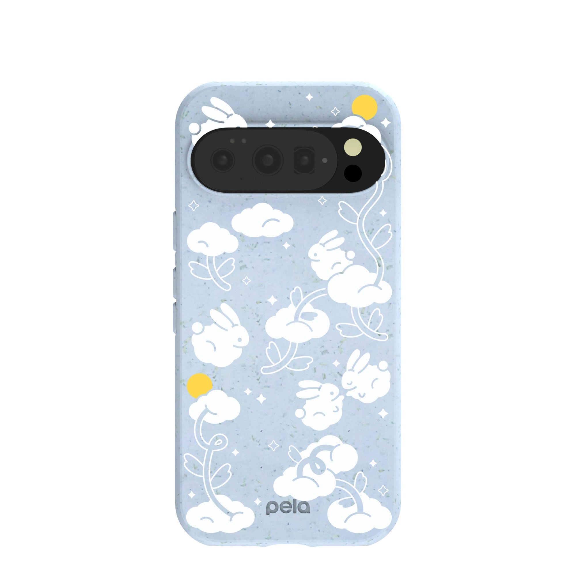 Powder Blue Fluffy Flower Google Pixel 10/10 Pro Case | PixelSnap Compatibility: With PixelSnap Refurbished - Pela Case refurbished available on Cerqular