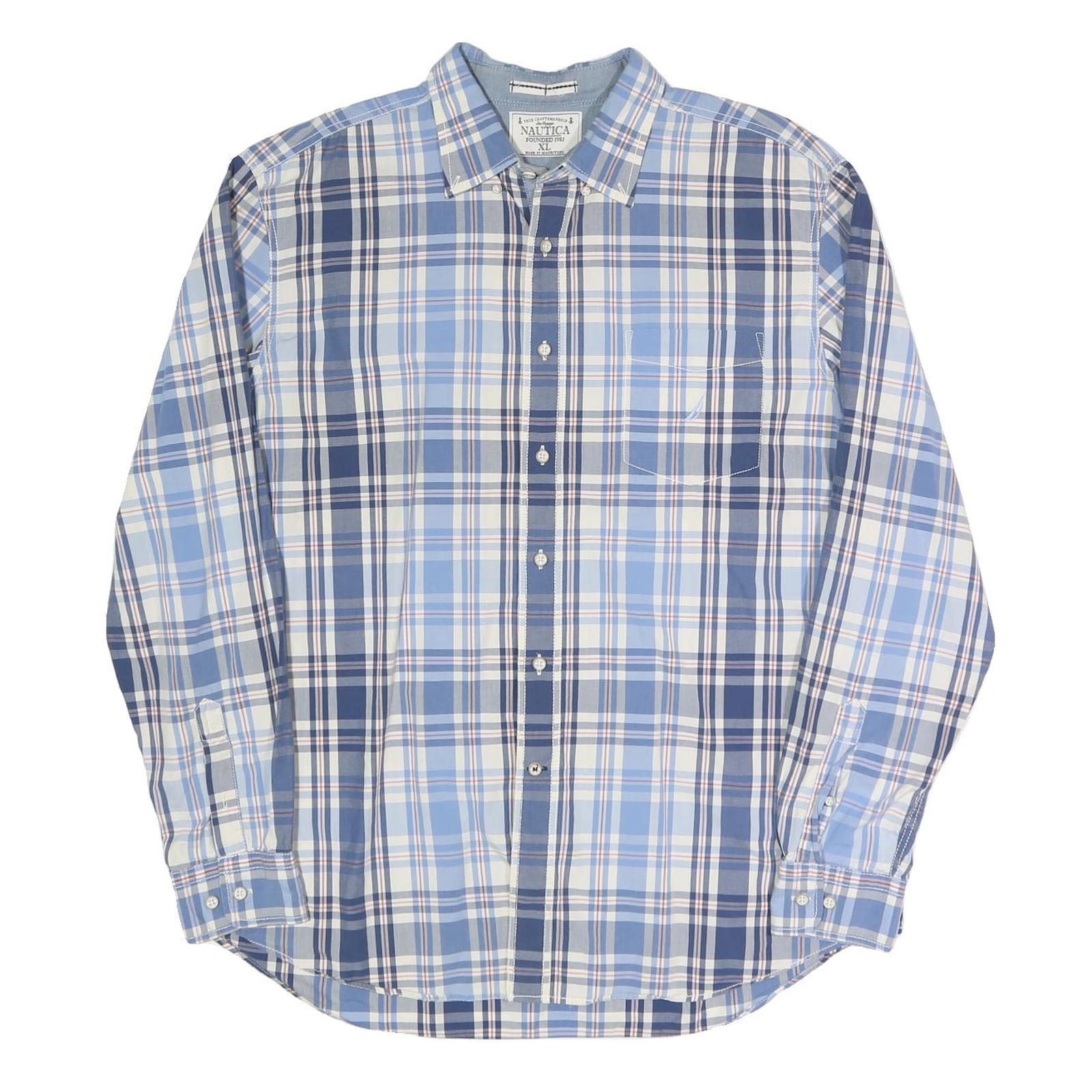 Buy NAUTICA Mens Blue & White Checked Shirt XL Casual Cotton Long Sleeve Button Down Refurbished - $25.99 NAUTICA Mens Blue & White Checked Shirt XL Casual Cotton Long Sleeve Button Down Refurbished - N/A refurbished available on Cerqular