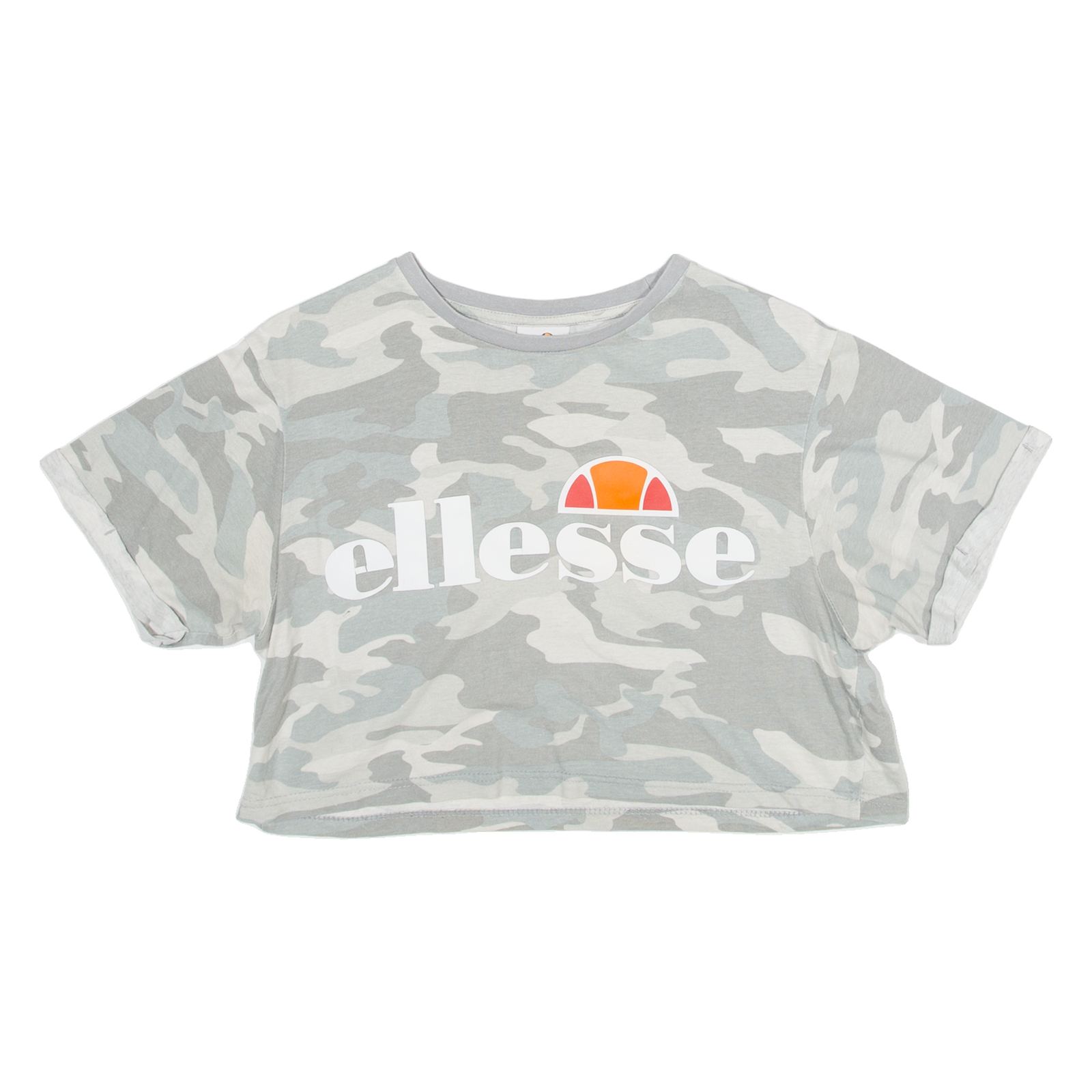 ELLESSE Cropped Camouflage Print Womens T-Shirt Grey XS Refurbished - N/A refurbished available on Cerqular