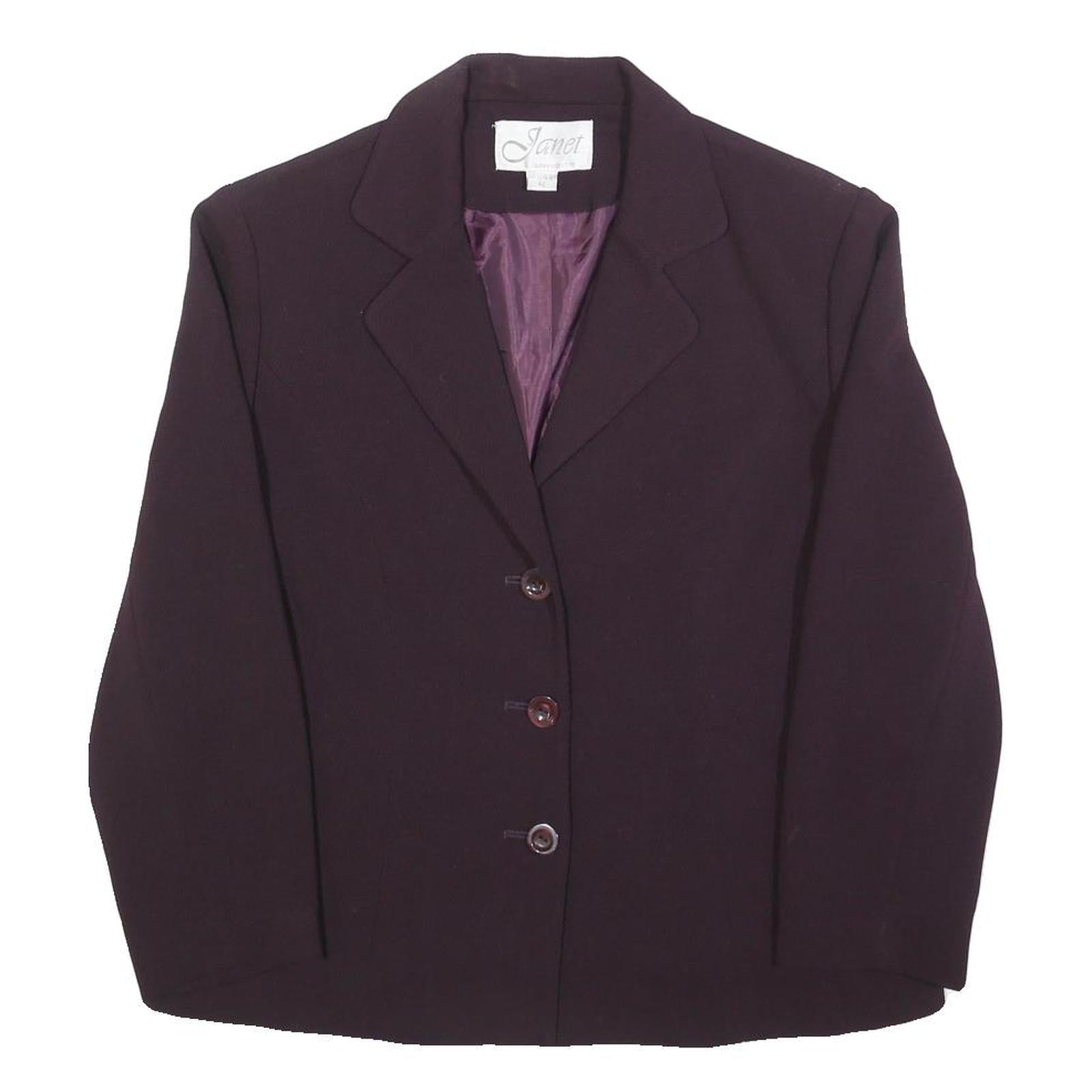 JANET Womens Purple Jacket M Woven Button Closure Classic Tailored Refurbished - N/A refurbished available on Cerqular