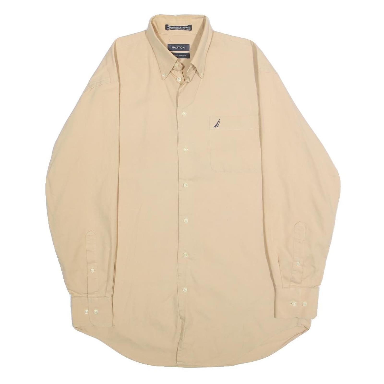 NAUTICA Mens Beige Cotton Shirt M Classic Button-Down Long Sleeve Casual Refurbished - N/A refurbished available on Cerqular