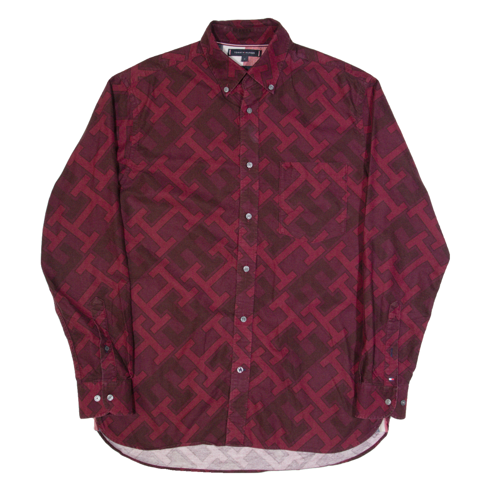 TOMMY HILFIGER Mens Shirt Red Crazy Pattern Long Sleeve M Refurbished - N/A refurbished available on Cerqular