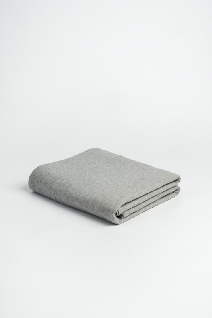 Organic and Fairtrade Warm + Cozy Cotton Flannel Flat Sheet | Color: Grey Melange | Size: Queen Refurbished - Takara (note: this is a Japanese brand, but it's possible refurbished available on Cerqular