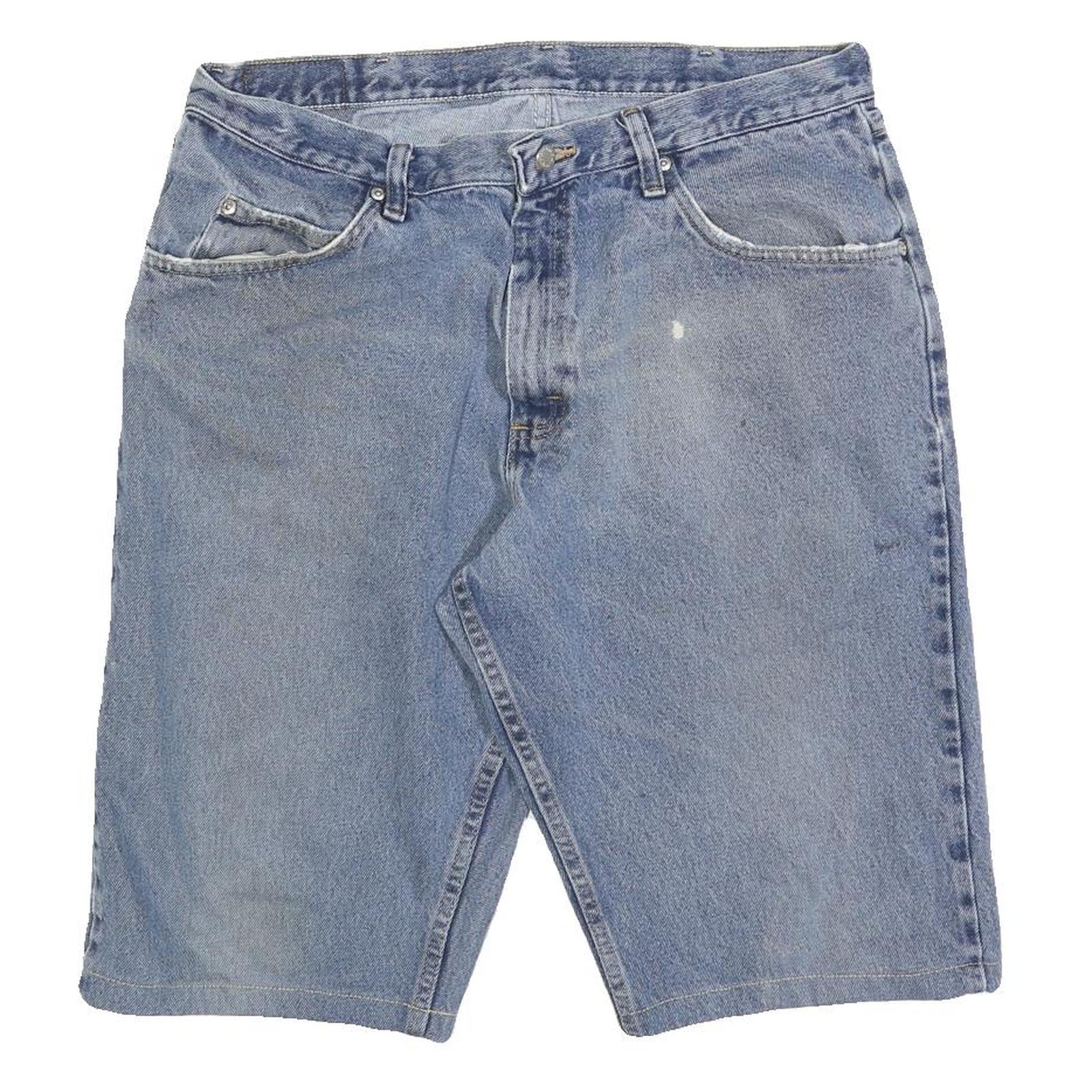 WRANGLER Mens Denim Blue Casual Shorts L W36 Comfortable Cotton Blend Refurbished - N/A refurbished available on Cerqular