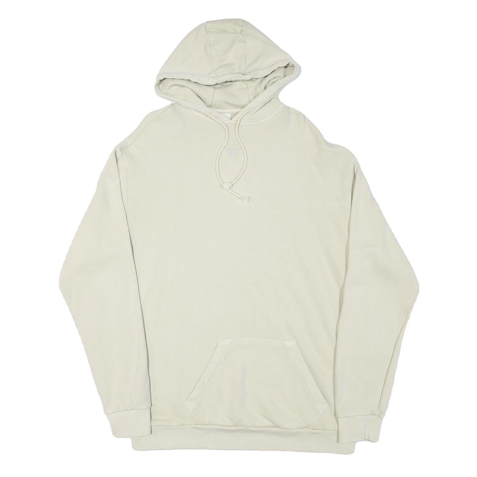 REEBOK Mens Cream Pullover Hoodie M Cotton Blend Lightweight Casual Refurbished - N/A refurbished available on Cerqular