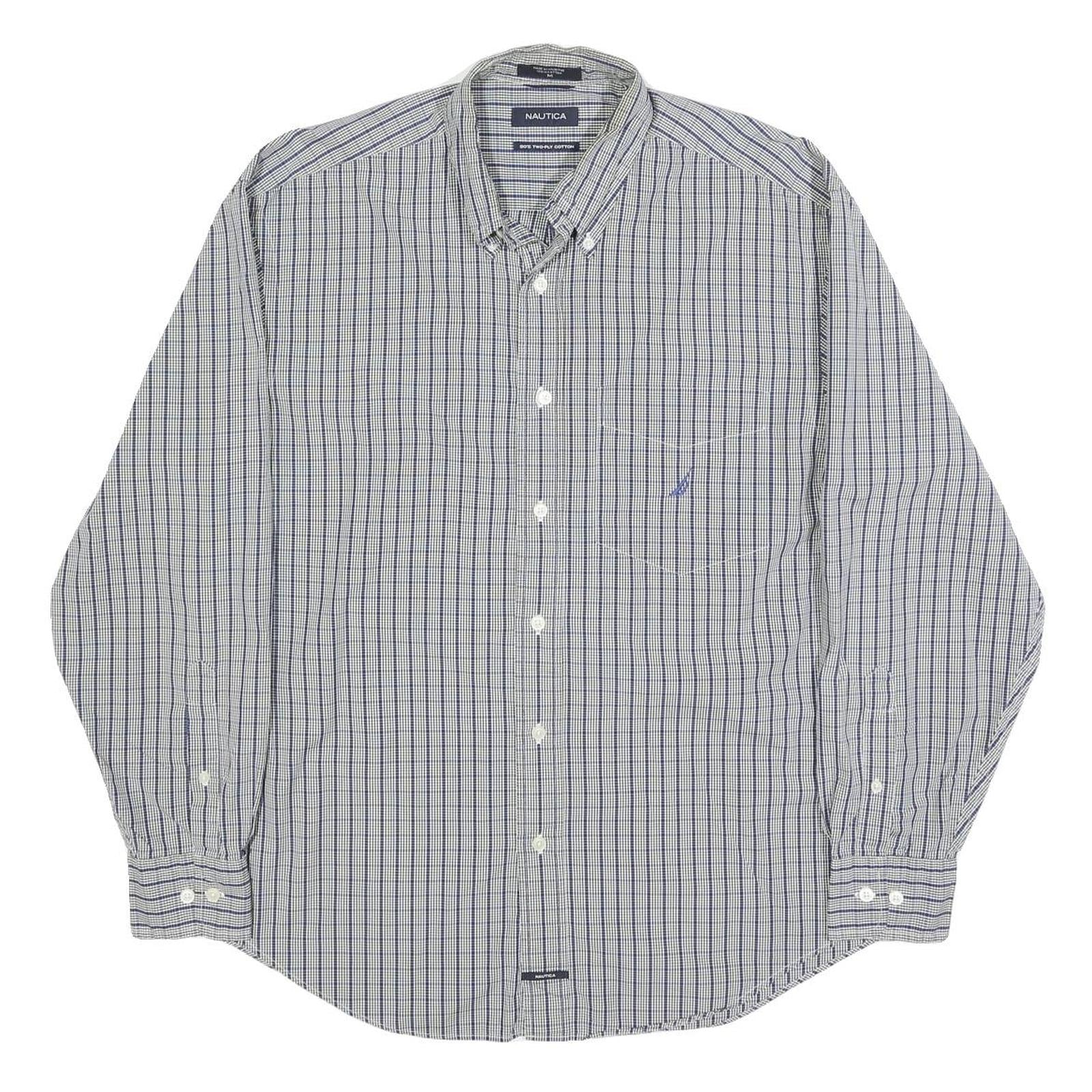 NAUTICA Mens Blue & White Check Shirt M Button-Down Collar Long Sleeve Cotton Refurbished - N/A refurbished available on Cerqular