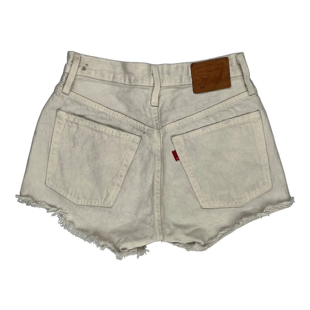 Levis Denim Shorts - 25W UK 6 Cream Cotton Refurbished - Thrifted (note: this is a term often used to describe second- refurbished available on Cerqular