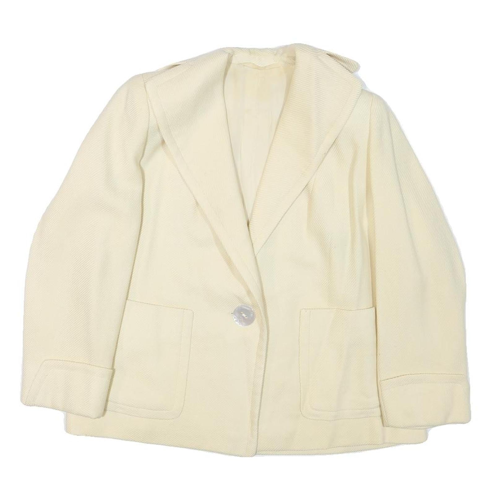 Womens Cream Button Jacket M Polyester Blend Plain Classic Fit Lightweight Refurbished - N/A refurbished available on Cerqular