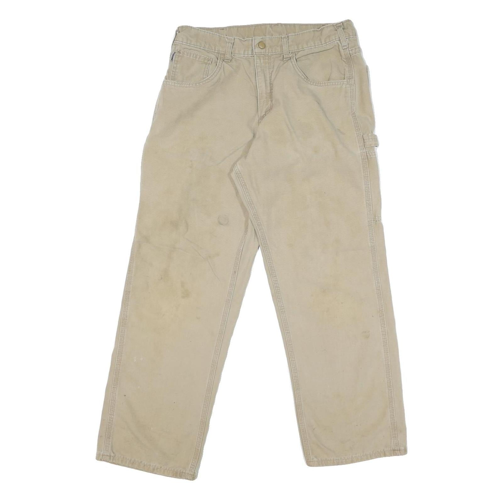CARHARTT Mens Beige Cotton Blend Regular Straight Trousers W32 L29 Workwear Refurbished - N/A refurbished available on Cerqular