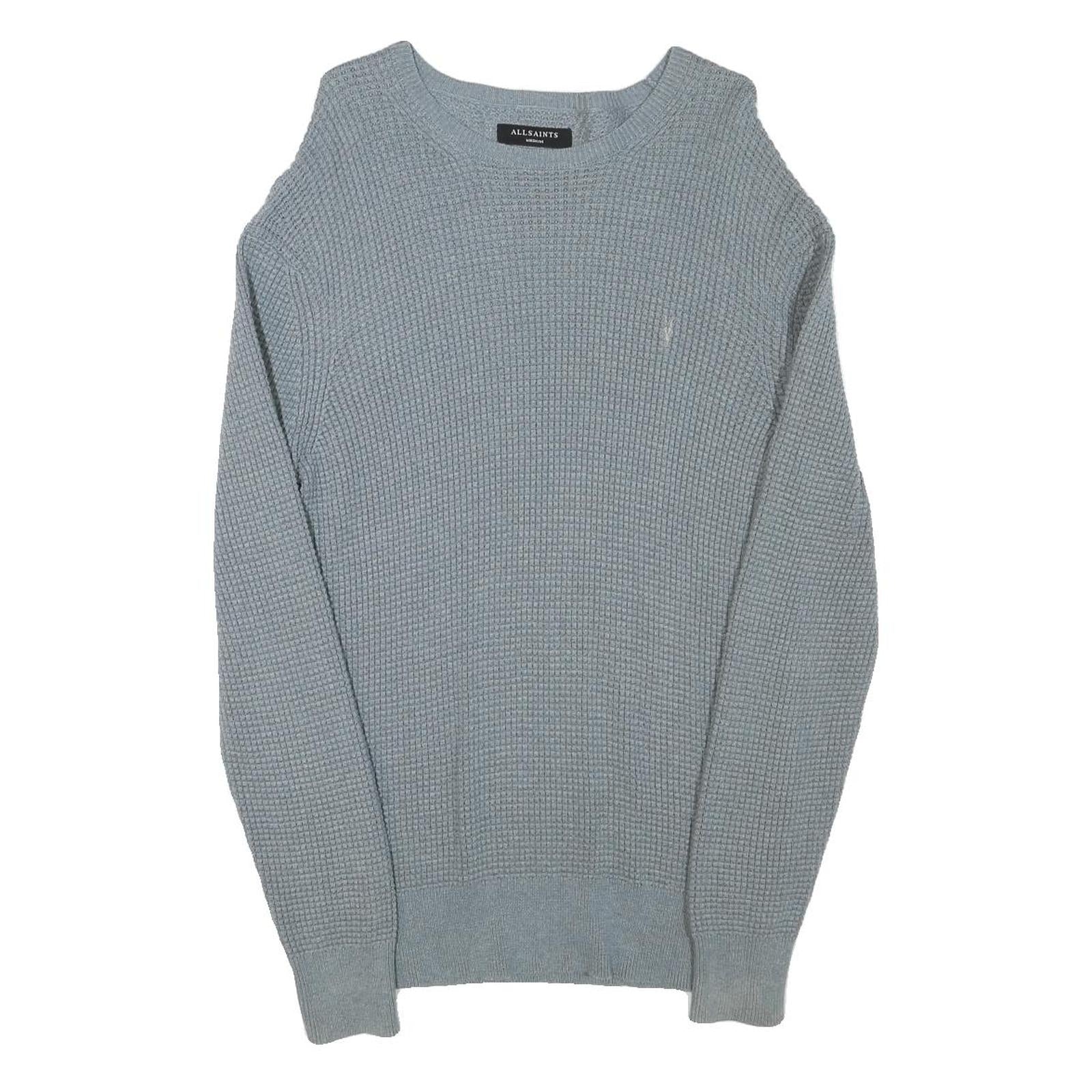 ALL SAINTS Mens Grey Cotton Blend Patterned Crew Neck Basic Knit Jumper M Casual Refurbished - N/A refurbished available on Cerqular