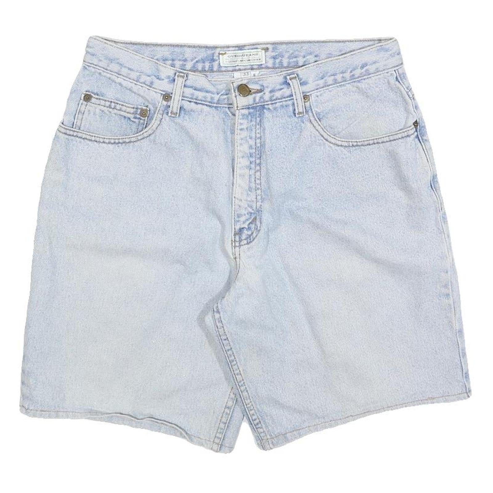 GUESS Mens Shorts Blue Cotton Casual M W33 Denim Light Wash Refurbished - N/A refurbished available on Cerqular