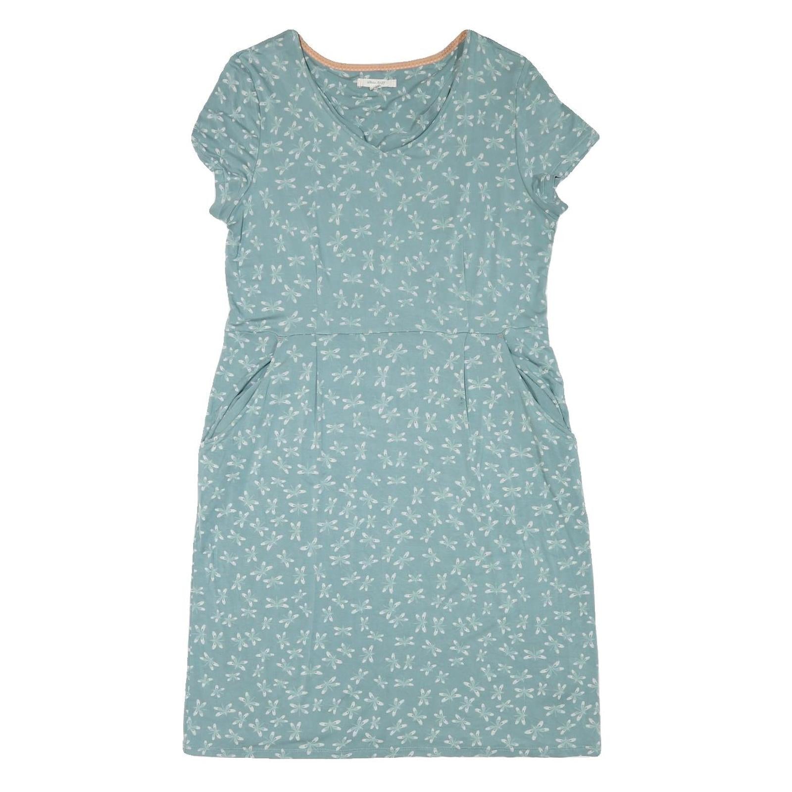 WHITE STUFF Womens Blue Floral Day Cotton Blend Dress UK 16 Pockets V-Neck Refurbished - N/A refurbished available on Cerqular