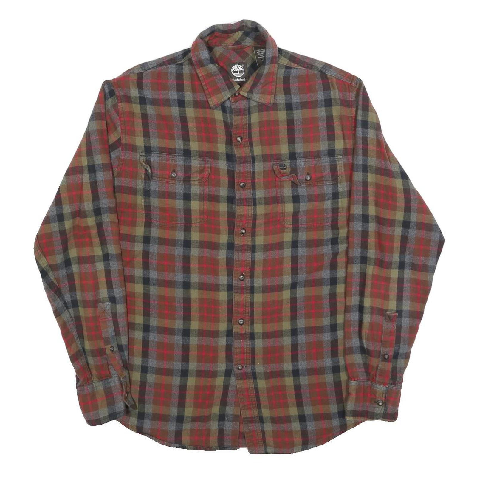 TIMBERLAND Mens Green & Red Check Shirt M Casual Long Sleeve Cotton Blend Refurbished - N/A refurbished available on Cerqular