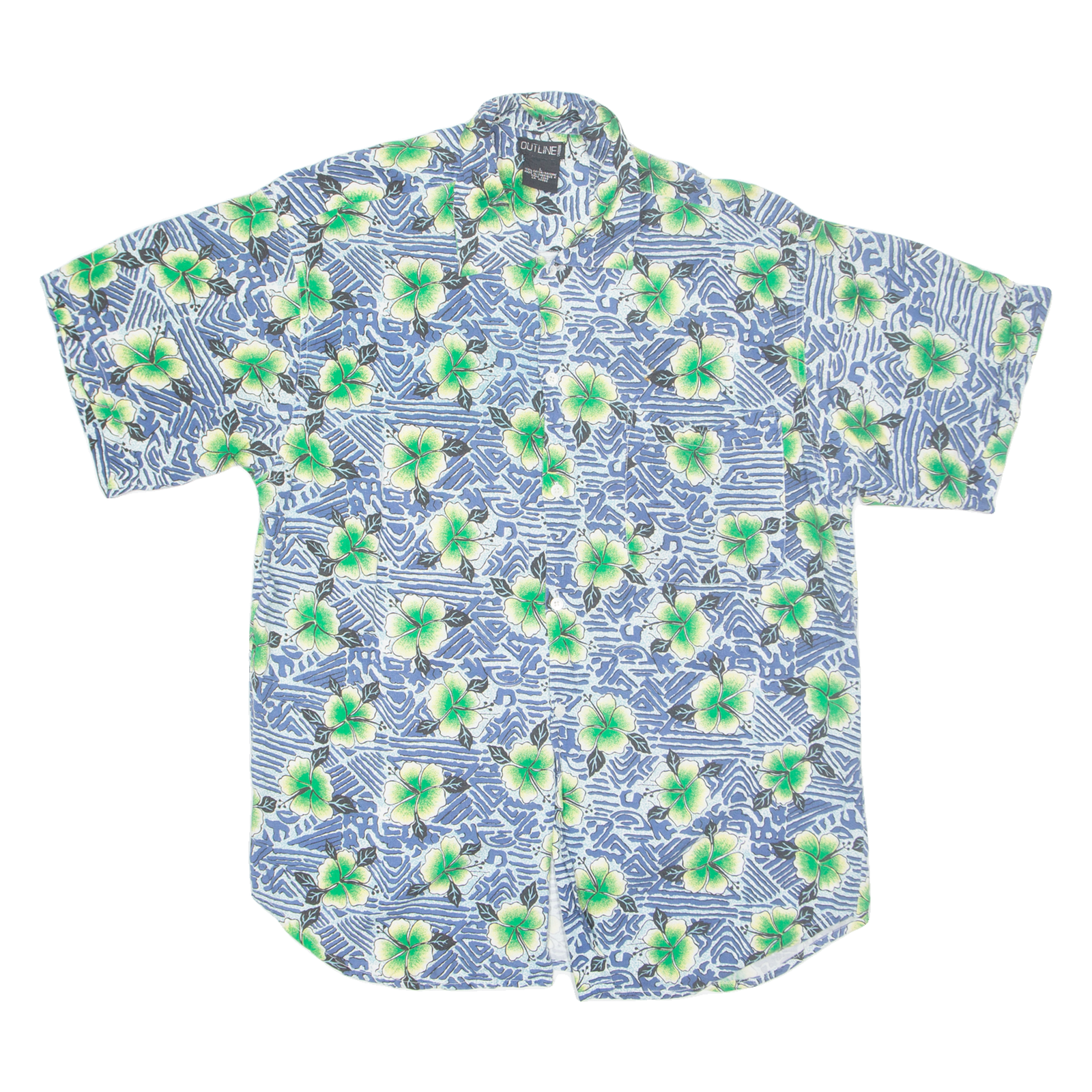 OUTLINE Mens Hawaiian Shirt Blue Floral L Refurbished - N/A refurbished available on Cerqular