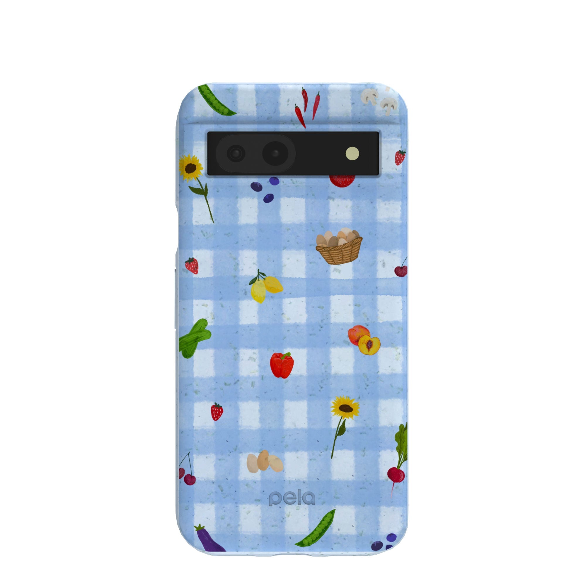 Powder Blue Gingham Farmhouse Google Pixel 8a Case Refurbished - Pela Case refurbished available on Cerqular