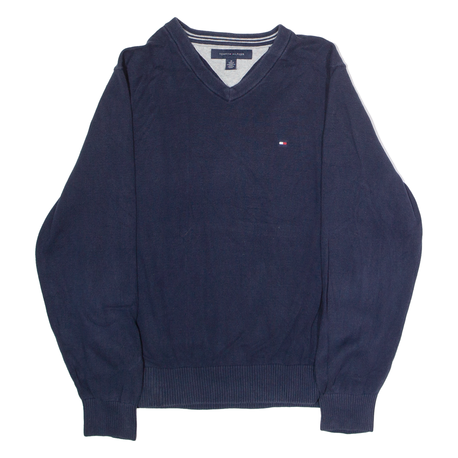 TOMMY HILFIGER Mens Jumper Blue V-Neck Tight Knit M Refurbished - N/A refurbished available on Cerqular
