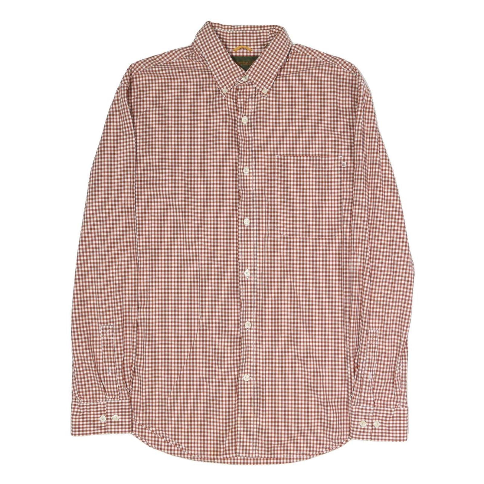 TIMBERLAND Mens Brown & White Checked Shirt L Cotton Blend Button-Down Pocket Refurbished - N/A refurbished available on Cerqular