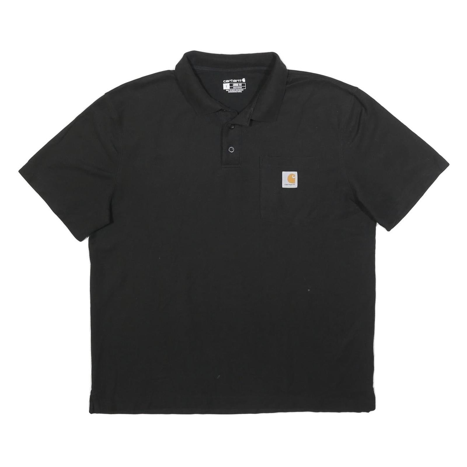 CARHARTT Mens Black Short Sleeve Plain L Polo Shirt Cotton Blend Casual Refurbished - N/A refurbished available on Cerqular