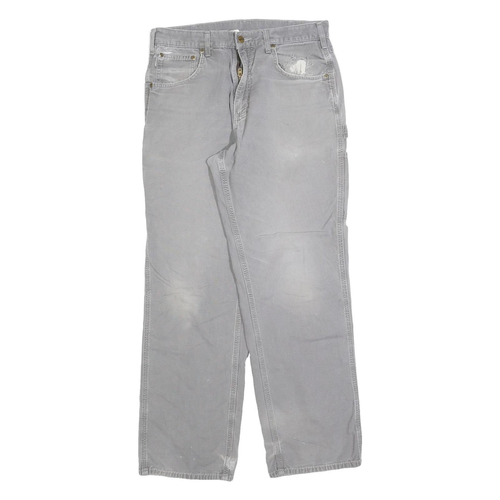 CARHARTT Mens Jeans Grey Loose Straight Denim Light W33 L31 Workwear Style Refurbished - N/A refurbished available on Cerqular