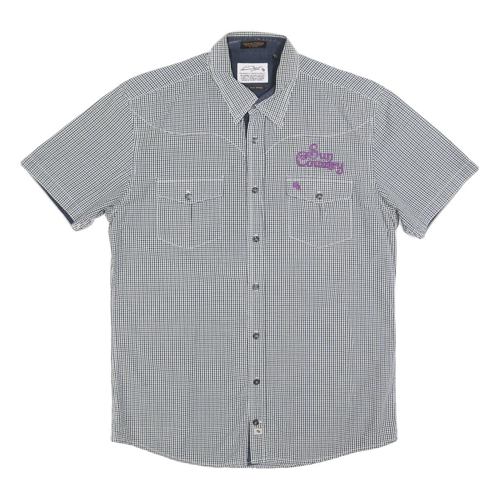 SORBINO VINTAGE Mens Blue & White Check Shirt XL Casual Cotton Blend Short Refurbished - N/A refurbished available on Cerqular