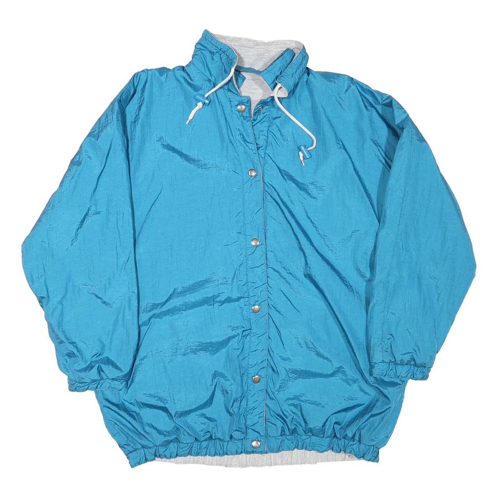 Mens Blue Button Closure Lightweight Jacket L Polyester Blend Plain Casual Refurbished - N/A refurbished available on Cerqular
