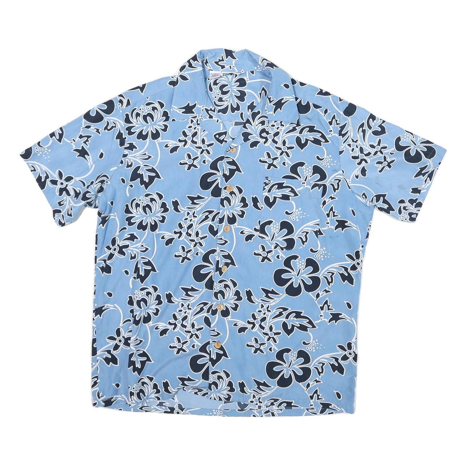 TEN TWO ONE Mens Blue Floral Pattern Shirt M Summer Casual Polyester Blend Refurbished - N/A refurbished available on Cerqular