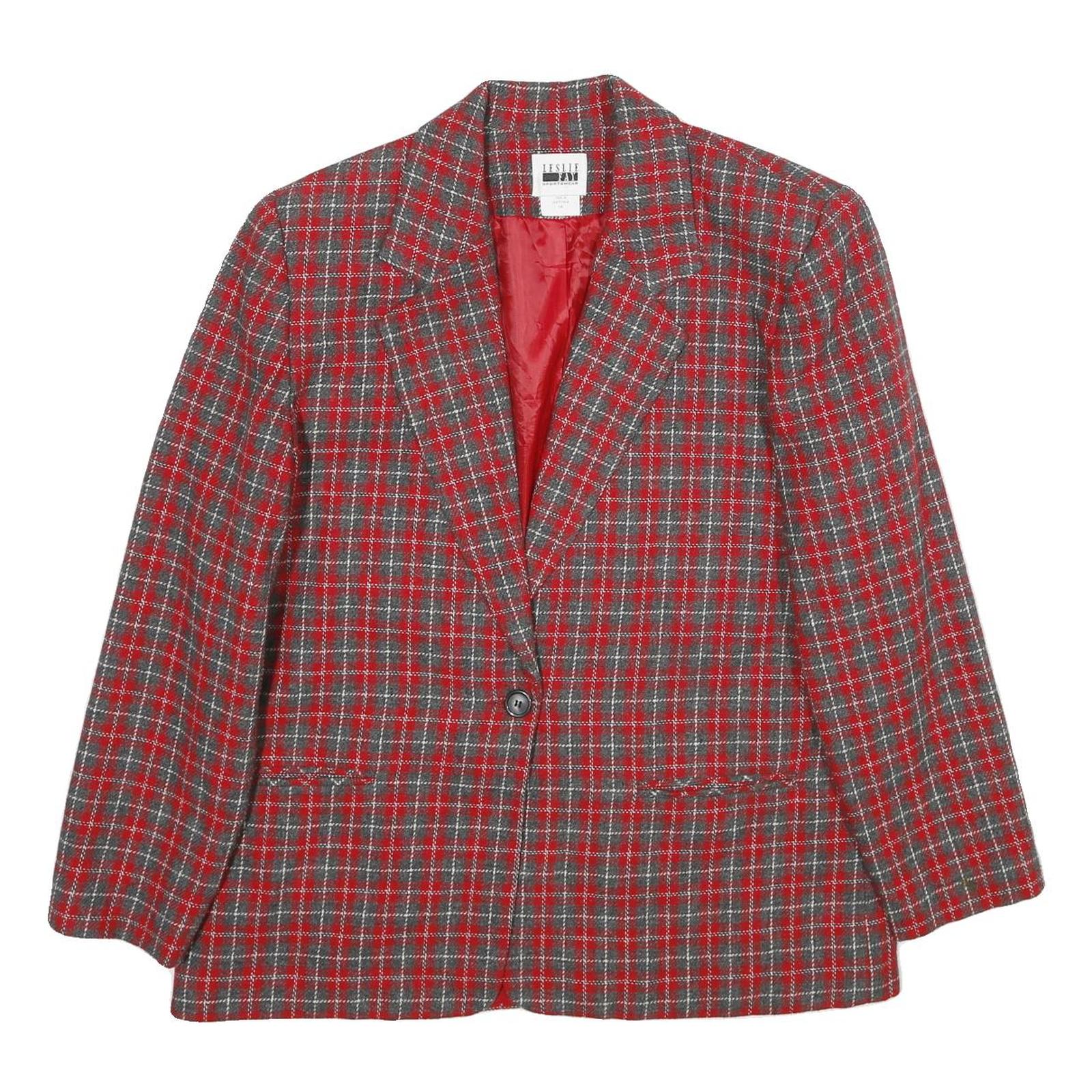 Buy LESLIE FAY Womens Red Grey Check Wool Blend Button Jacket UK 18 Classic Fit Refurbished - $48.09 LESLIE FAY Womens Red Grey Check Wool Blend Button Jacket UK 18 Classic Fit Refurbished - N/A refurbished available on Cerqular