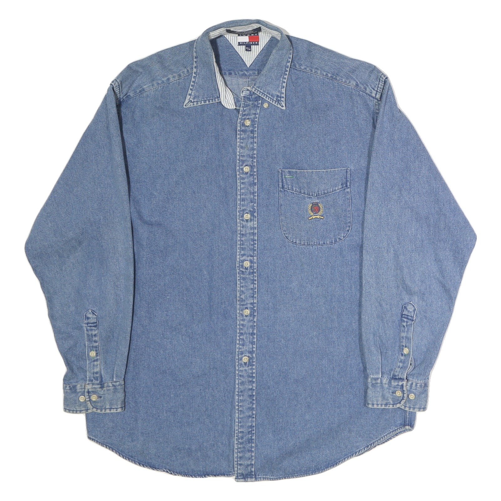 TOMMY HILFIGER Mens Blue Denim Shirt M Cotton Long Sleeve Button Casual Refurbished - N/A refurbished available on Cerqular