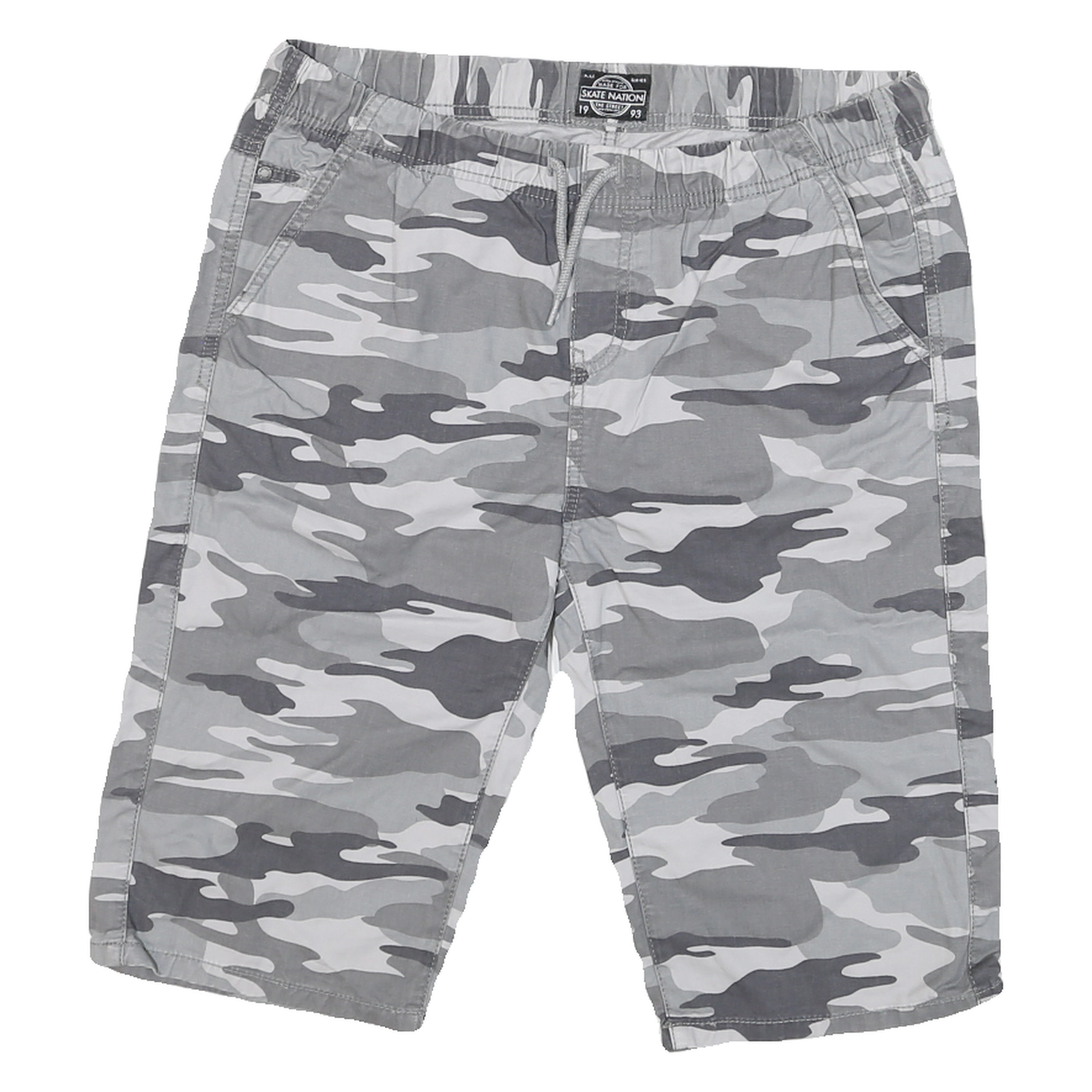 SKATE NATION Mens Shorts Grey Camouflage Casual M W32 Drawstring Cotton Blend Refurbished - N/A refurbished available on Cerqular