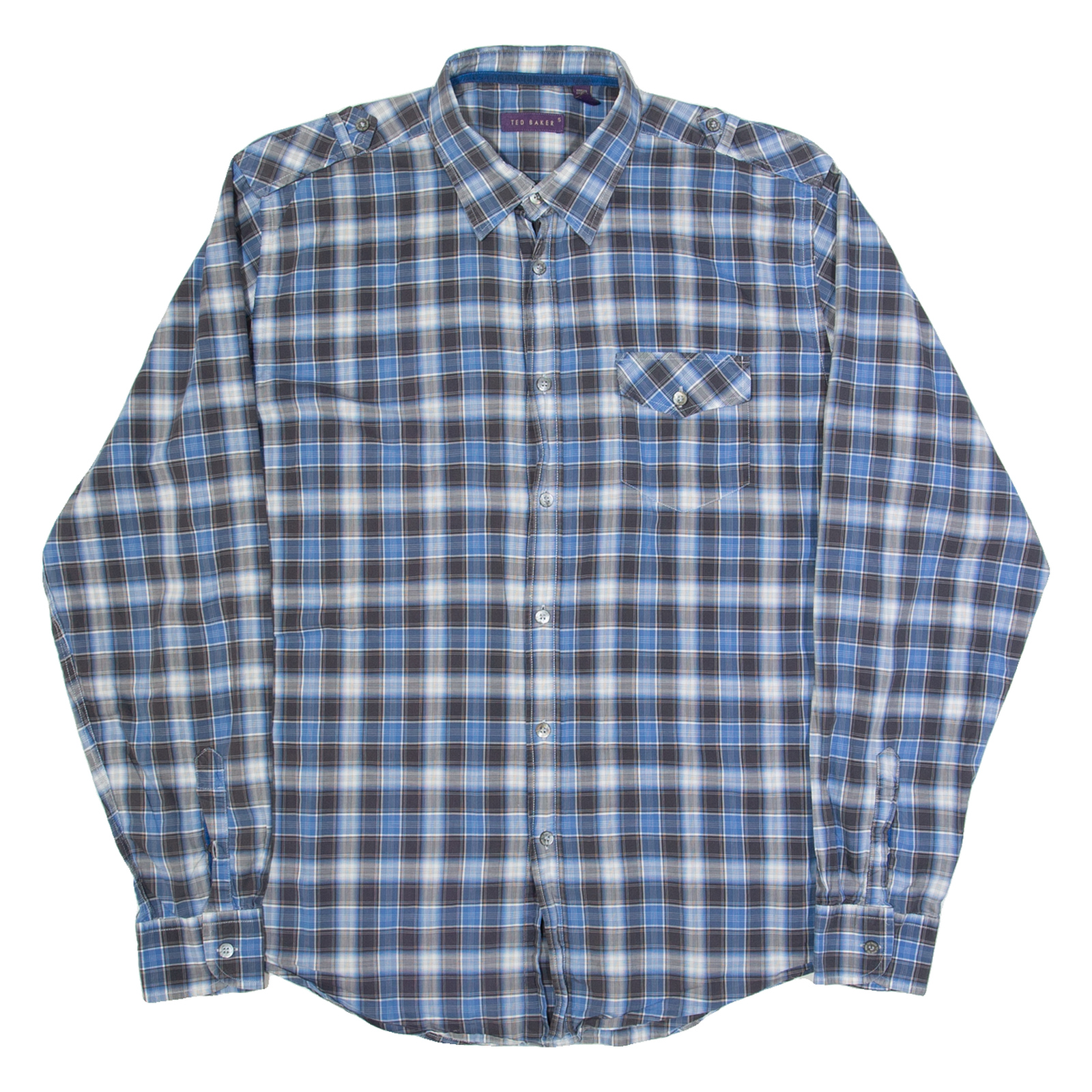 TED BAKER Mens Shirt Blue Check Long Sleeve L Refurbished - N/A refurbished available on Cerqular