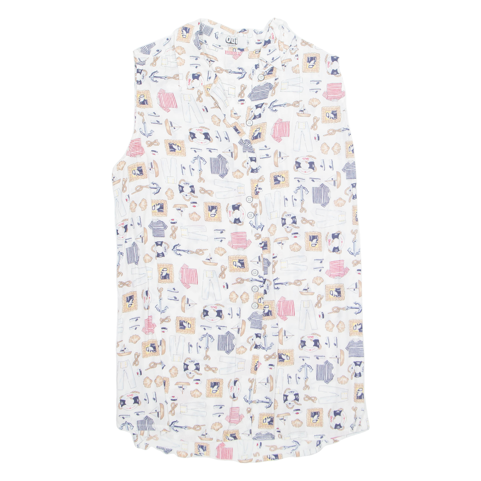 Buy OUI SPORT Womens Printed Shirt White Collared Sleeveless Viscose Crazy Pattern M Refurbished - $16.89 OUI SPORT Womens Printed Shirt White Collared Sleeveless Viscose Crazy Pattern M Refurbished - N/A refurbished available on Cerqular