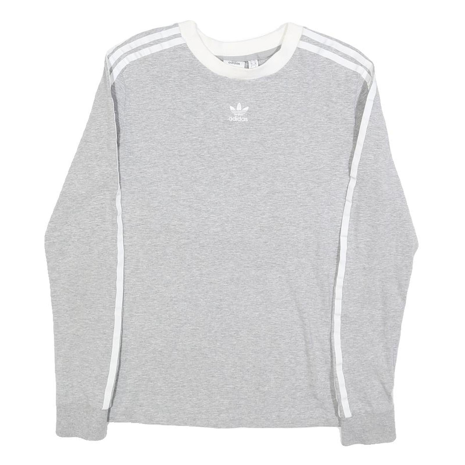 ADIDAS Womens Grey & White Long Sleeve Crew Neck Cotton Blend T-Shirt UK 10 Refurbished - N/A refurbished available on Cerqular