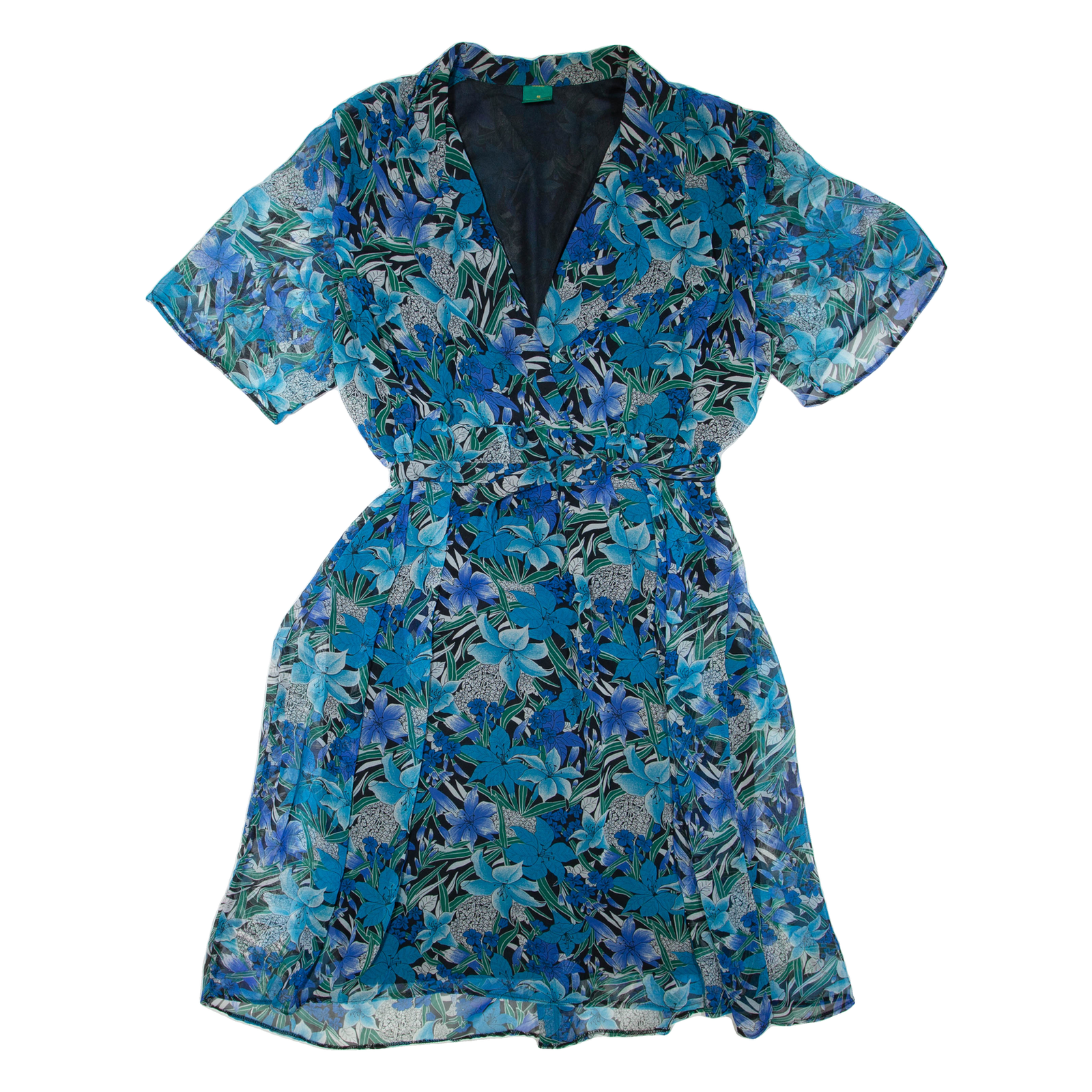 CANDA Womens Day Dress Blue Floral Short Sleeve Knee Length M Refurbished - N/A refurbished available on Cerqular